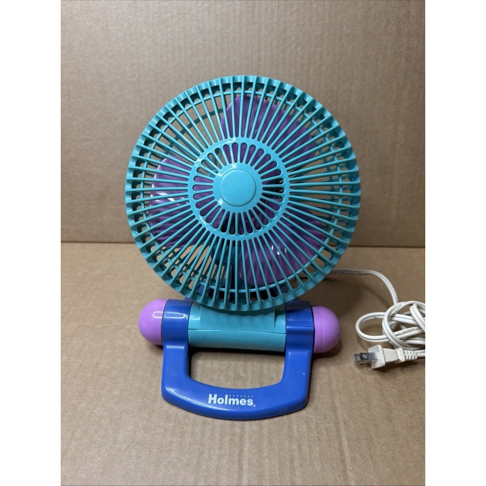 Vintage Holmes Desk Fan Teal Purple Blue Y2K Retro Table Personal